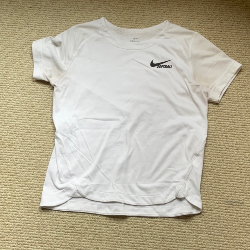 White, Nike, Dri-Fit, Youth Medium, Softball, T-Shirt